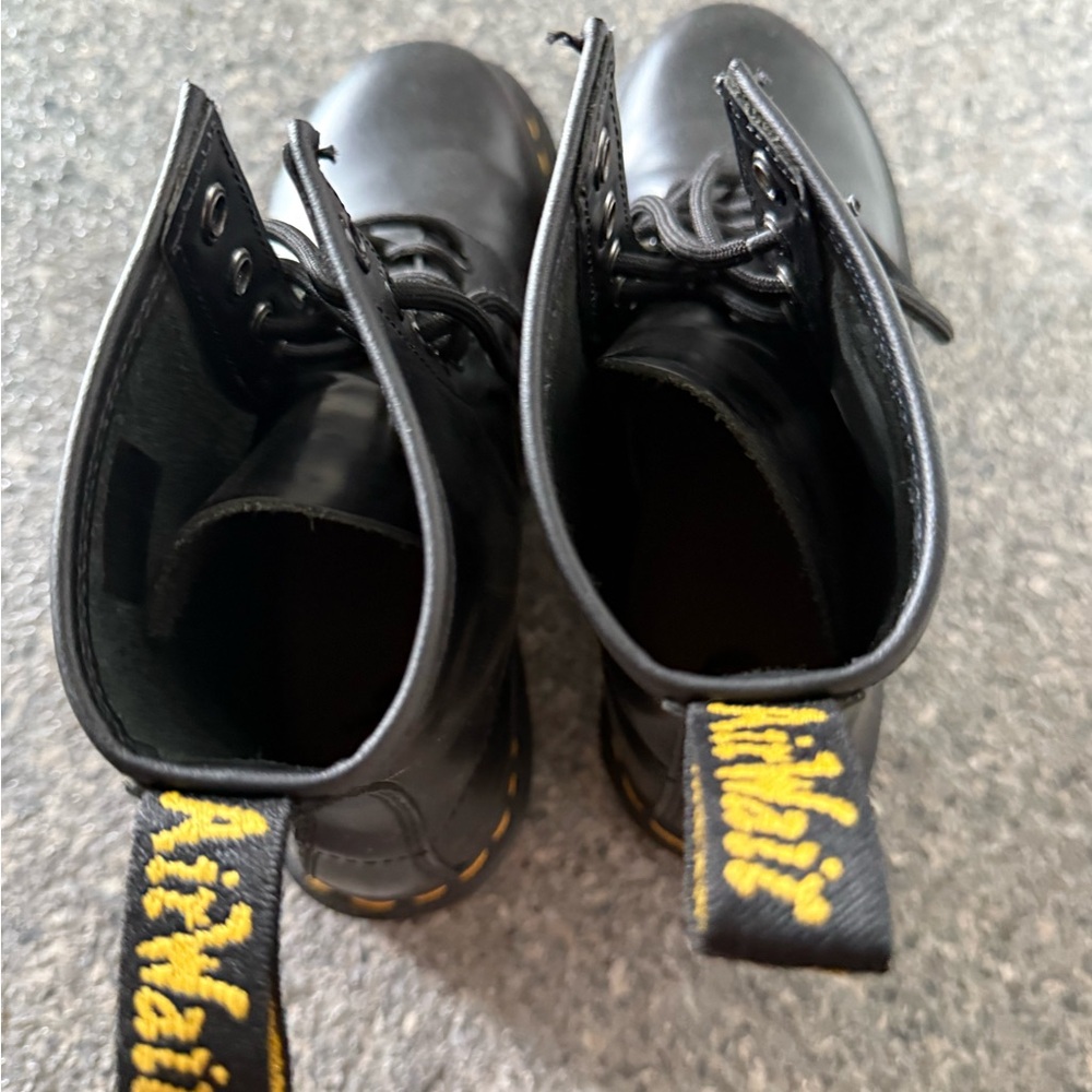 Dr. Martens Black Boots with Yellow Stitching